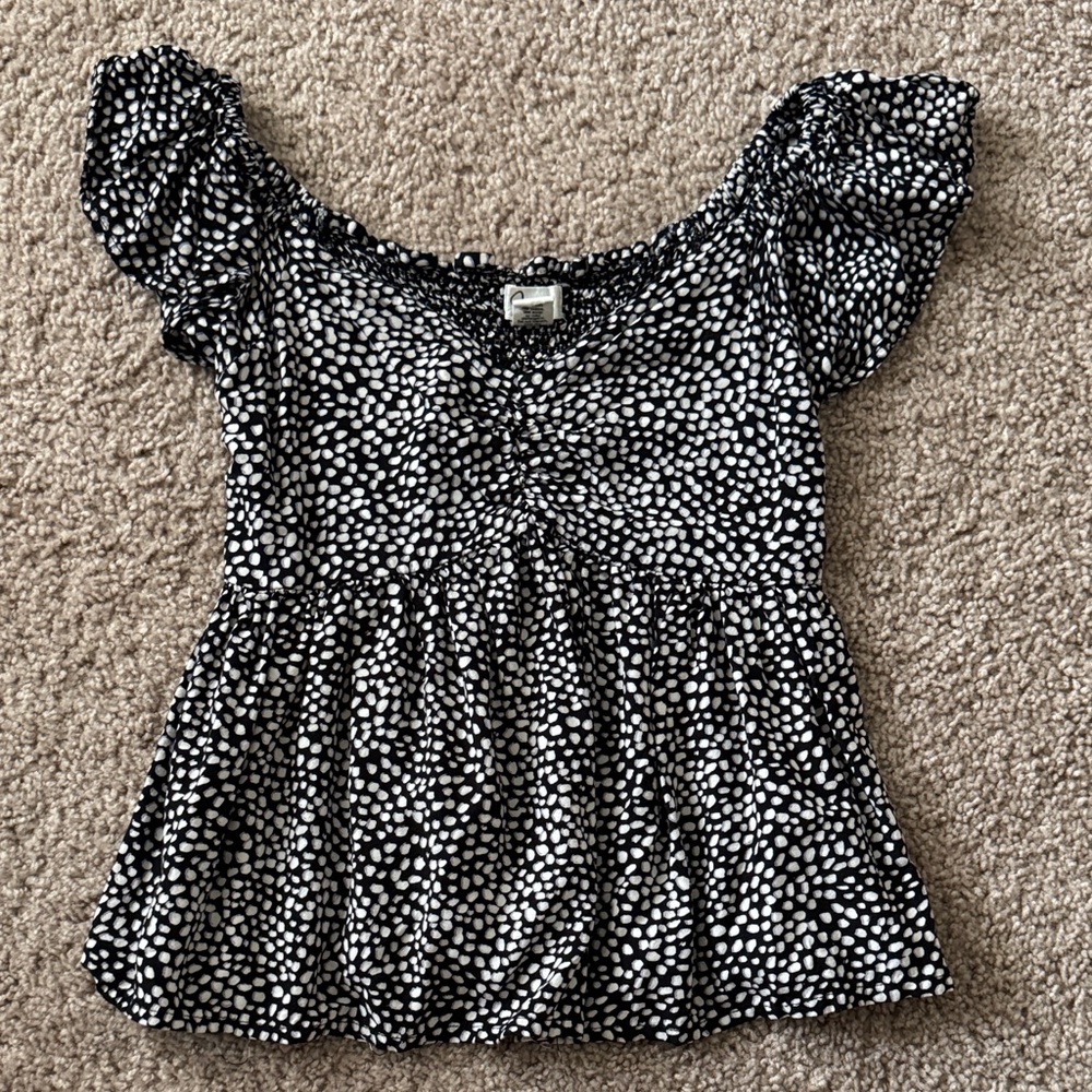 Japna Black and White Dotted Blouse